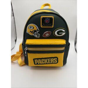 Loungefly NFL Football Green Bay Packers Double Strap Patches Mini Backpack NEW